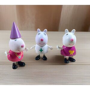 Lot 3 Peppa Pig Toy Figurines Mommy Nurse & Suzy Sheep Party & Butterfly Shirt